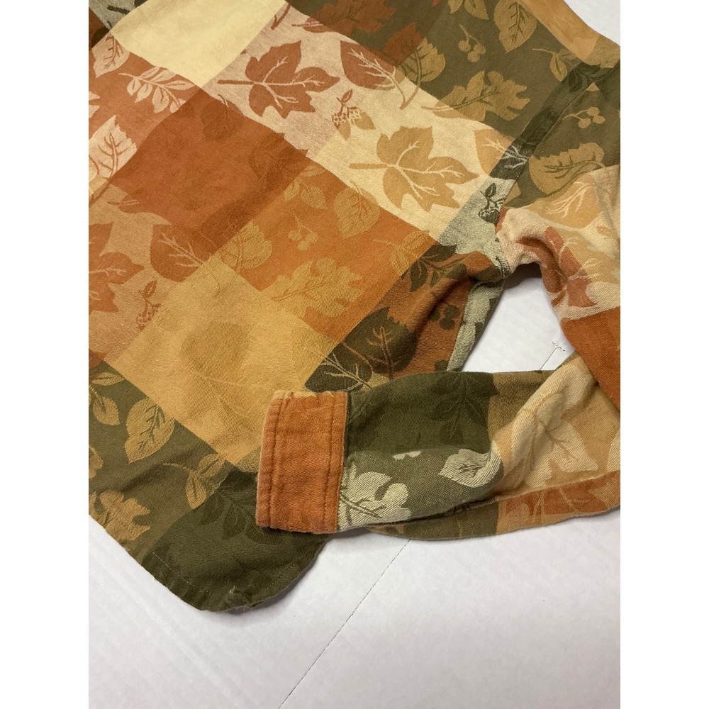 90s Tantrums Autumn Patchwork Long Sleeve Cotton Top Cottagecore Earthy - Picture 3 of 6